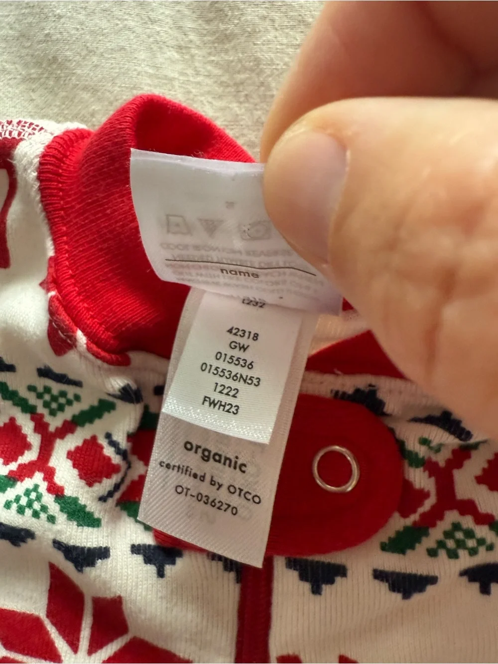 Hanna Andersson Organic Cotton Zip Sleeper 6-12M Fair Isle Dear Deer Christmas